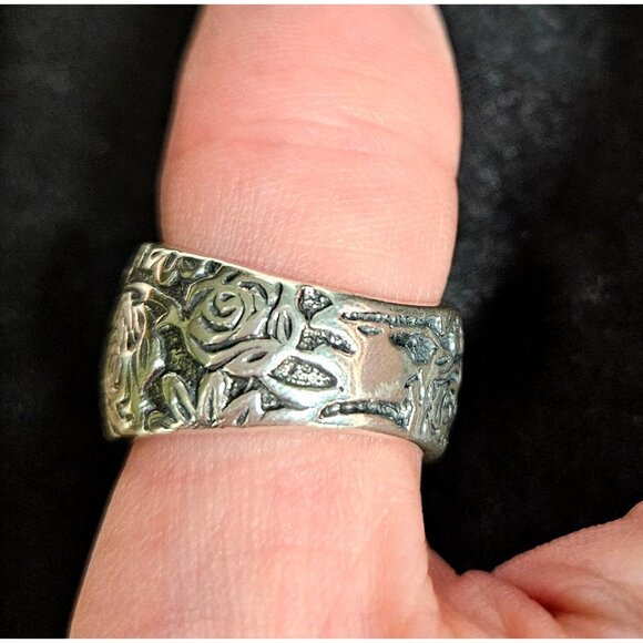 Silpada Vintage Wide Band Silver Ring 8.5 Christmas Holiday - Picture 6 of 7